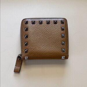 Valentino Brown Rockstud Leather Wallet
